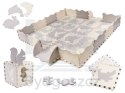 Mata edukacyjna piankowa puzzle szara ecru 36 elementów 150x150cm