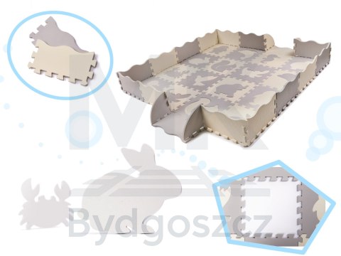Mata edukacyjna piankowa puzzle szara ecru 36 elementów 150x150cm Mata edukacyjna piankowa puzzle szara ecru 36 elementów 150x150cm
