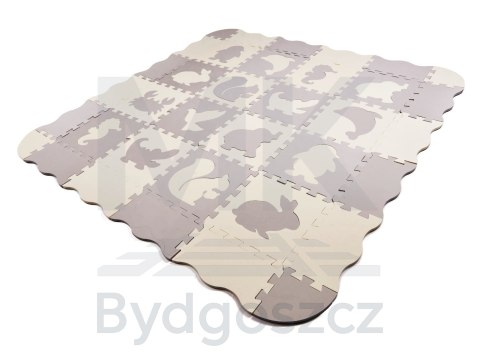Mata edukacyjna piankowa puzzle szara ecru 36 elementów 150x150cm Mata edukacyjna piankowa puzzle szara ecru 36 elementów 150x150cm
