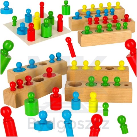 Odważniki cylindry drewniane gra układanka montessori kolorowe Odważniki cylindry drewniane gra układanka montessori kolorowe