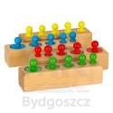 Odważniki cylindry drewniane gra układanka montessori kolorowe