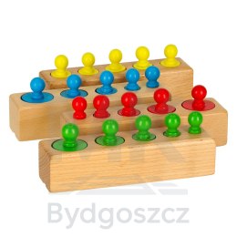 Odważniki cylindry drewniane gra układanka montessori kolorowe