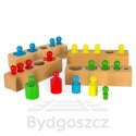 Odważniki cylindry drewniane gra układanka montessori kolorowe
