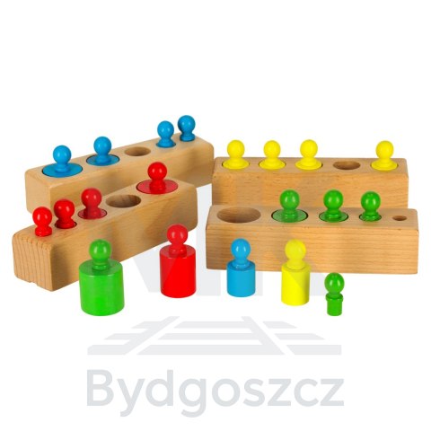 Odważniki cylindry drewniane gra układanka montessori kolorowe Odważniki cylindry drewniane gra układanka montessori kolorowe
