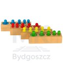 Odważniki cylindry drewniane gra układanka montessori kolorowe
