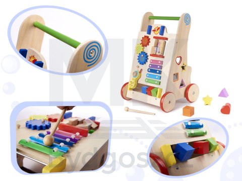 Pchacz chodzik drewniany kostka edukacyjna 6w1 Pchacz chodzik drewniany kostka edukacyjna 6w1