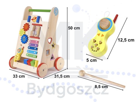 Pchacz chodzik drewniany kostka edukacyjna 6w1 Pchacz chodzik drewniany kostka edukacyjna 6w1