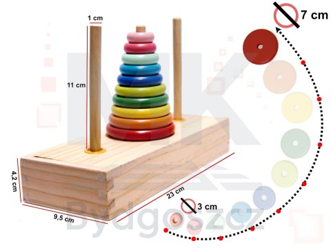 Piramida drewniana z podstawą wieża sorter Piramida drewniana z podstawą wieża sorter