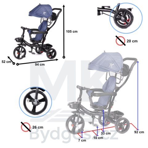 Rowerek trójkołowy Trike Fix Lite rower spacerówka 3w1 obracany 360 wolne koło granatowy Rowerek trójkołowy Trike Fix Lite rower spacerówka 3w1 obracany 360 wolne koło granatowy