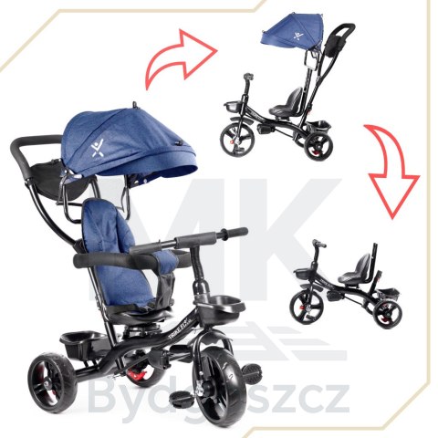 Rowerek trójkołowy Trike Fix Lite rower spacerówka 3w1 obracany 360 wolne koło granatowy Rowerek trójkołowy Trike Fix Lite rower spacerówka 3w1 obracany 360 wolne koło granatowy