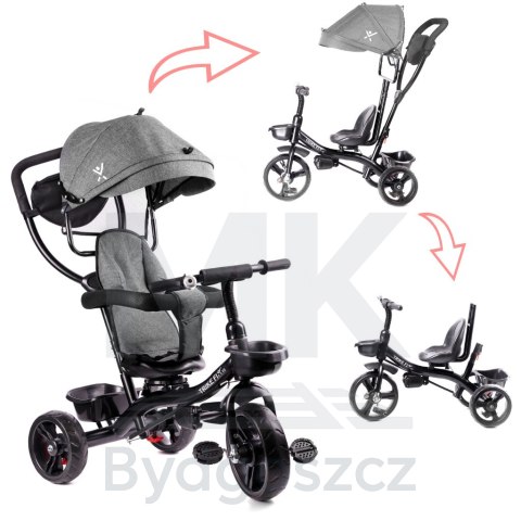 Rowerek trójkołowy Trike Fix Lite rower spacerówka 3w1 obracany 360 wolne koło szary Rowerek trójkołowy Trike Fix Lite rower spacerówka 3w1 obracany 360 wolne koło szary