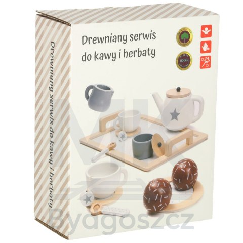 Serwis kawowy drewniany naczynia dla dzieci zestaw kuchenny do herbaty taca filiżanki Serwis kawowy drewniany naczynia dla dzieci zestaw kuchenny do herbaty taca filiżanki
