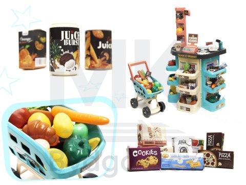 Sklep dla dzieci supermarket stragan wózek na zakupy akcesoria miętowy Sklep dla dzieci supermarket stragan wózek na zakupy akcesoria miętowy