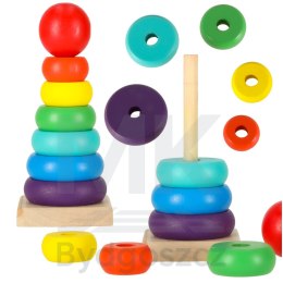 Wieża piramida piramidka drewniana do układania sorter kolorowy tęczowy 13cm