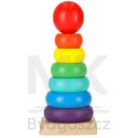 Wieża piramida piramidka drewniana do układania sorter kolorowy tęczowy 13cm
