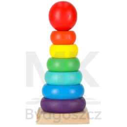Wieża piramida piramidka drewniana do układania sorter kolorowy tęczowy 13cm