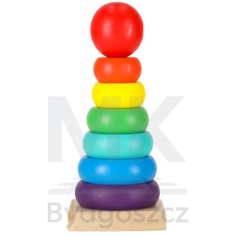 Wieża piramida piramidka drewniana do układania sorter kolorowy tęczowy 13cm Wieża piramida piramidka drewniana do układania sorter kolorowy tęczowy 13cm