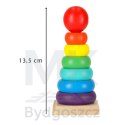 Wieża piramida piramidka drewniana do układania sorter kolorowy tęczowy 13cm