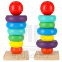 Wieża piramida piramidka drewniana do układania sorter kolorowy tęczowy 13cm