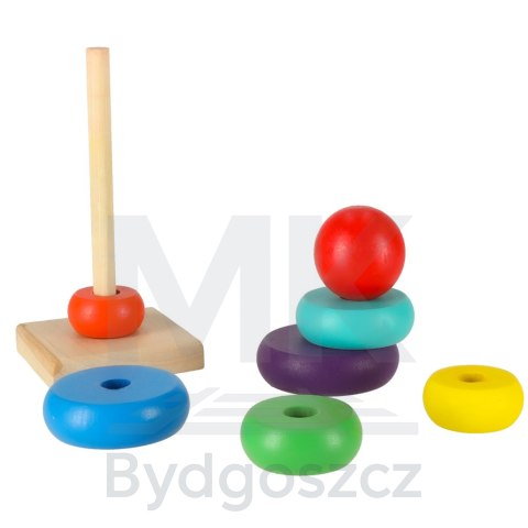 Wieża piramida piramidka drewniana do układania sorter kolorowy tęczowy 13cm Wieża piramida piramidka drewniana do układania sorter kolorowy tęczowy 13cm