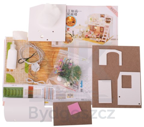Domek dla lalek drewniany model do złożenia LED 19,5cm Domek dla lalek drewniany model do złożenia LED 19,5cm