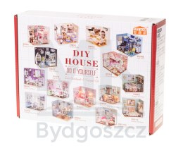 Domek dla lalek drewniany pokój dzienny model do złożenia LED DIY 3016 15,02cm