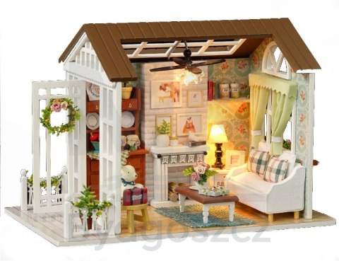 Domek dla lalek drewniany salon model do złożenia LED 8008-A 20,6cm Domek dla lalek drewniany salon model do złożenia LED 8008-A 20,6cm