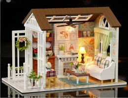 Domek dla lalek drewniany salon model do złożenia LED 8008-A 20,6cm