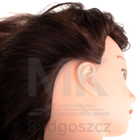 Główka głowa treningowa fryzjerska naturalne włosy brąz Główka głowa treningowa fryzjerska naturalne włosy brąz