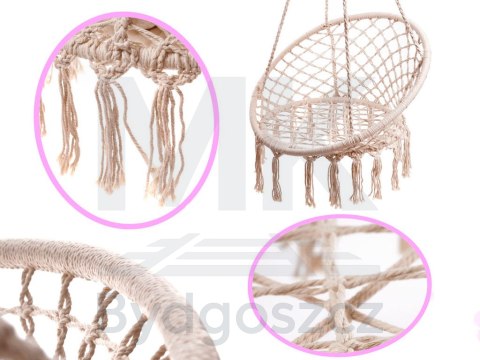 Huśtawka fotel bocianie gniazdo z oparciem ecru 80cm 150 kg Huśtawka fotel bocianie gniazdo z oparciem ecru 80cm 150 kg