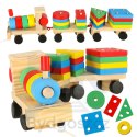 Kolejka pociąg lokomotywa klocki drewniane sorter układanka zręcznościowa 30cm