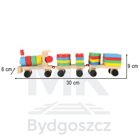 Kolejka pociąg lokomotywa klocki drewniane sorter układanka zręcznościowa 30cm Kolejka pociąg lokomotywa klocki drewniane sorter układanka zręcznościowa 30cm