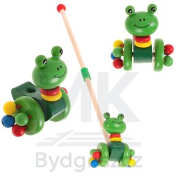 Pchacz na kiju żabka spacerowa drewniana