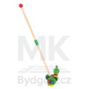 Pchacz na kiju żabka spacerowa drewniana