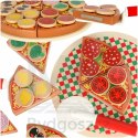 Pizza drewniany zestaw do zabawy na rzep akcesoria łopatka nóż talerz nauka krojenia 20cm