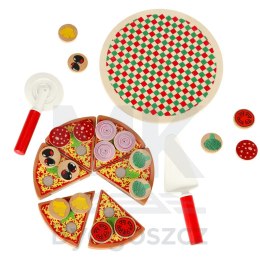 Pizza drewniany zestaw do zabawy na rzep akcesoria łopatka nóż talerz nauka krojenia 20cm