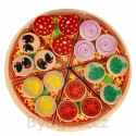 Pizza drewniany zestaw do zabawy na rzep akcesoria łopatka nóż talerz nauka krojenia 20cm