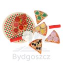 Pizza drewniany zestaw do zabawy na rzep akcesoria łopatka nóż talerz nauka krojenia 20cm