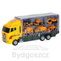 Transporter ciężarówka TIR wyrzutnia + metalowe auta maszyny budowlane
