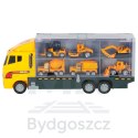 Transporter ciężarówka TIR wyrzutnia + metalowe auta maszyny budowlane