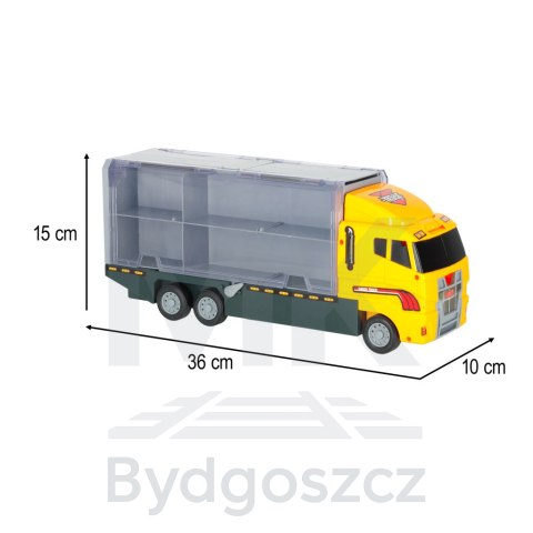 Transporter ciężarówka TIR wyrzutnia + metalowe auta maszyny budowlane Transporter ciężarówka TIR wyrzutnia + metalowe auta maszyny budowlane