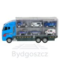Transporter ciężarówka TIR wyrzutnia + metalowe auta policja
