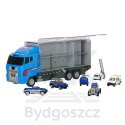 Transporter ciężarówka TIR wyrzutnia + metalowe auta policja