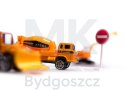 Transporter samolot rozkładany z autami + 3 auta pojazdy budowlane światła dźwięk