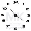 Zegar ścienny naklejany DIY duży regulowany 80-120cm czarny 12 cyfr