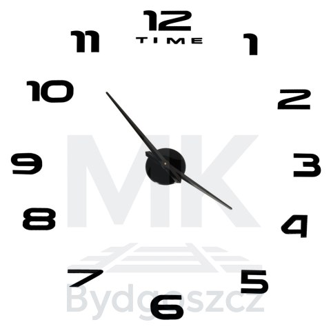 Zegar ścienny naklejany DIY duży regulowany 80-120cm czarny 12 cyfr