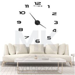 Zegar ścienny naklejany DIY duży regulowany 80-120cm czarny 12 cyfr