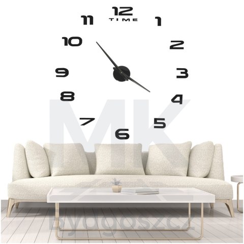 Zegar ścienny naklejany DIY duży regulowany 80-120cm czarny 12 cyfr Zegar ścienny naklejany DIY duży regulowany 80-120cm czarny 12 cyfr