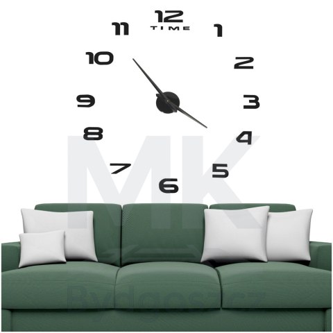 Zegar ścienny naklejany DIY duży regulowany 80-120cm czarny 12 cyfr Zegar ścienny naklejany DIY duży regulowany 80-120cm czarny 12 cyfr