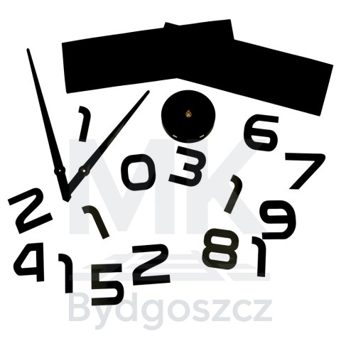 Zegar ścienny naklejany DIY duży regulowany 80-120cm czarny 12 cyfr Zegar ścienny naklejany DIY duży regulowany 80-120cm czarny 12 cyfr